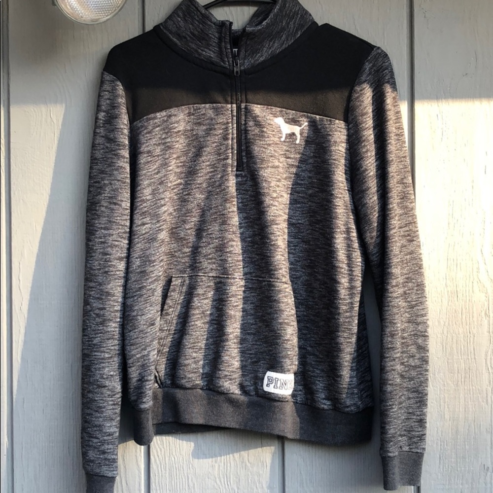 PINK black and gray quarter-zip